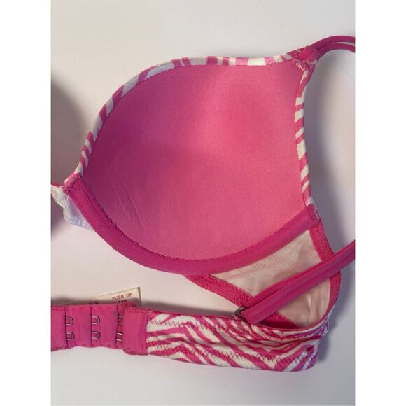 PINK Victoria's Secret 34B Push Up bra - pink and white zebra print - Picture 8 of 9